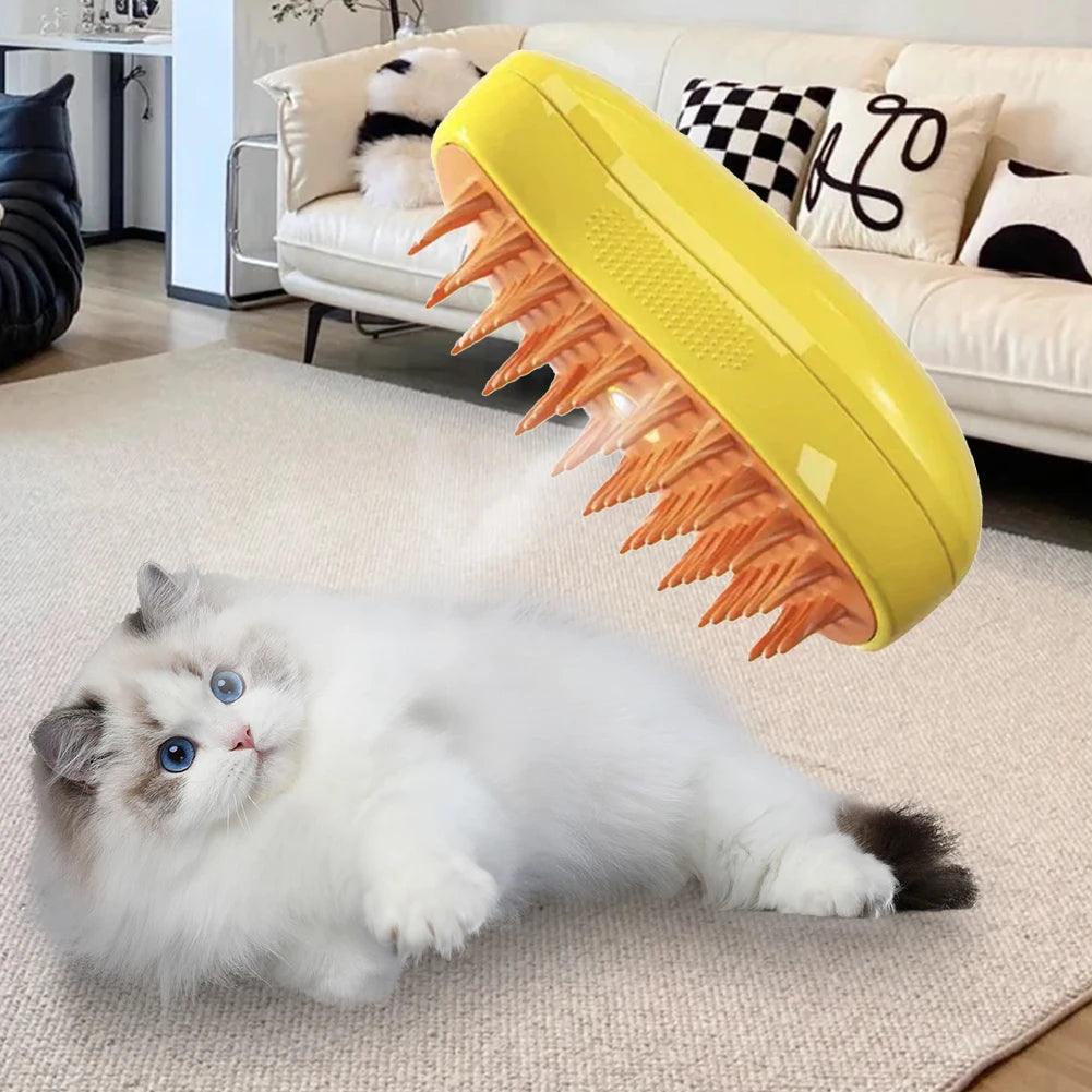 Revolutionary Electric Cat Grooming Brush with Water Spray - Ultimate Soft Silicone Depilation Tool for Happy Cats