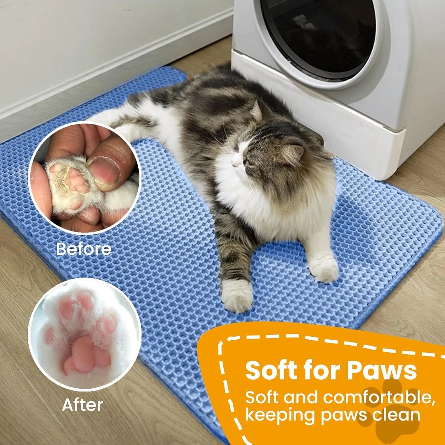 Cat Litter Mat Double Layer Pet Non Slip Big Pet Litter Box Filter Matwear Resistant Waterproof Anti-Slip Cat Litter Mat