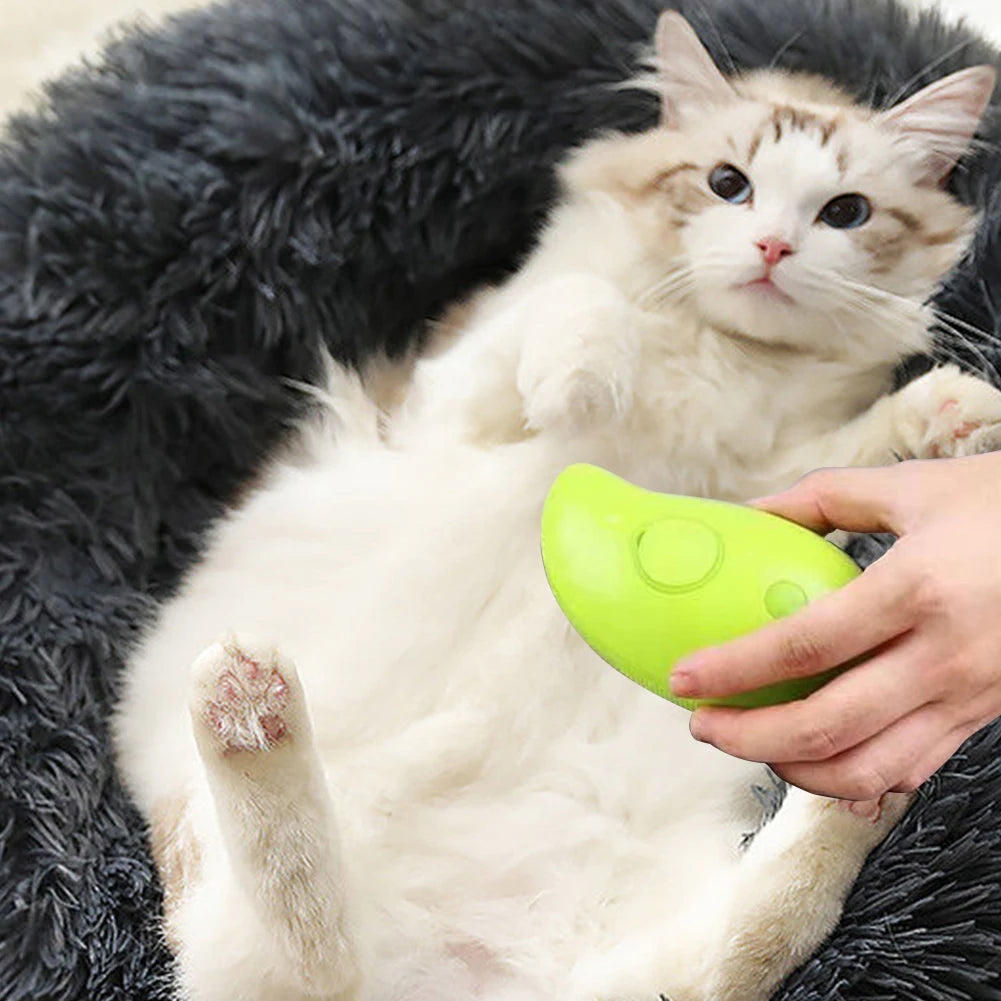 Revolutionary Electric Cat Grooming Brush with Water Spray - Ultimate Soft Silicone Depilation Tool for Happy Cats