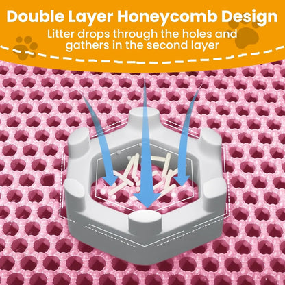 Cat Litter Mat Double Layer Pet Non Slip Big Pet Litter Box Filter Matwear Resistant Waterproof Anti-Slip Cat Litter Mat