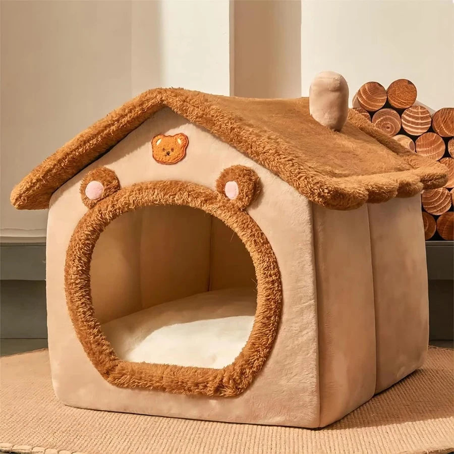Cozy and Convenient Foldable Cat House – Removable, Washable Pet Bed for Extra Small Dogs and Small to Medium Cats