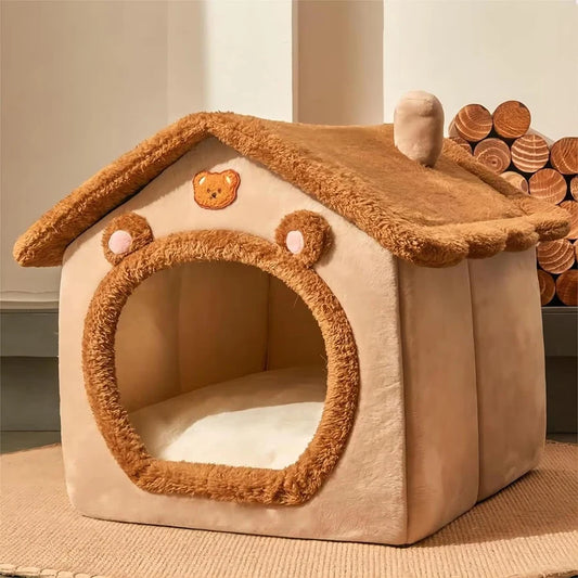 Cozy and Convenient Foldable Cat House – Removable, Washable Pet Bed for Extra Small Dogs and Small to Medium Cats