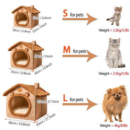 Cozy and Convenient Foldable Cat House – Removable, Washable Pet Bed for Extra Small Dogs and Small to Medium Cats