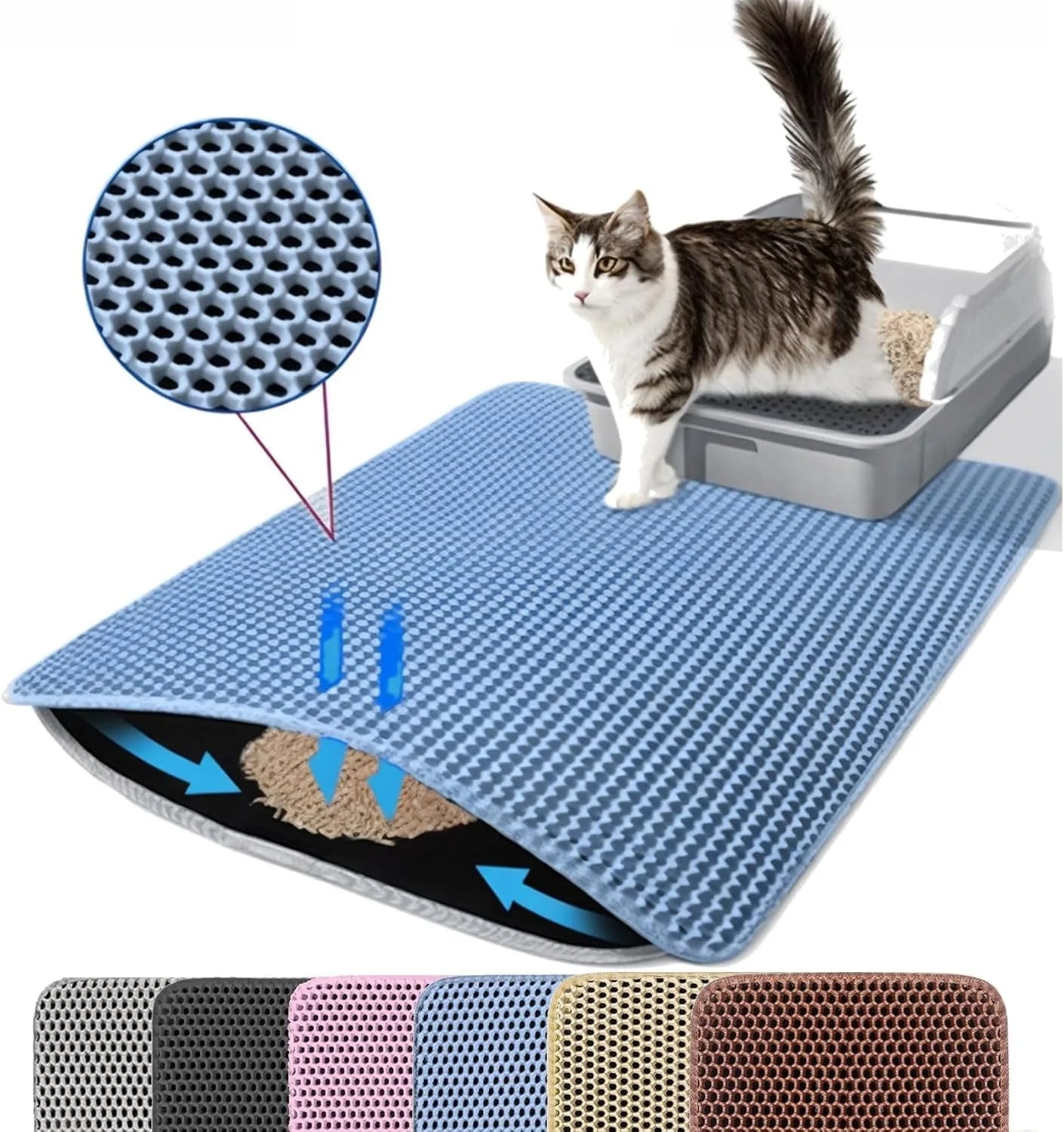 Cat Litter Mat Double Layer Pet Non Slip Big Pet Litter Box Filter Matwear Resistant Waterproof Anti-Slip Cat Litter Mat