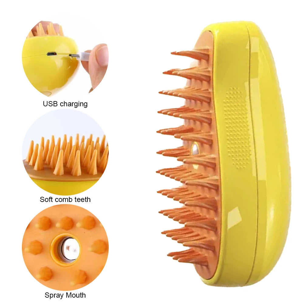 Revolutionary Electric Cat Grooming Brush with Water Spray - Ultimate Soft Silicone Depilation Tool for Happy Cats
