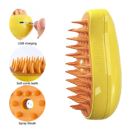 Revolutionary Electric Cat Grooming Brush with Water Spray - Ultimate Soft Silicone Depilation Tool for Happy Cats