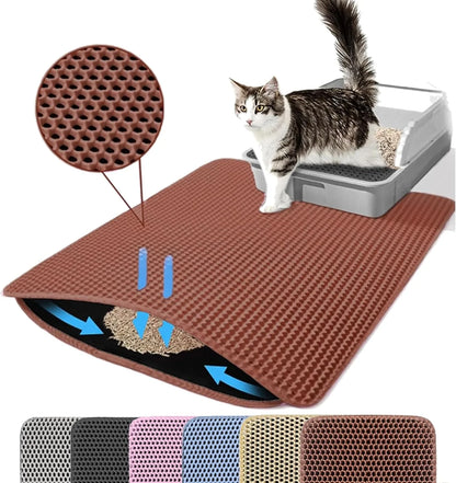 Cat Litter Mat Double Layer Pet Non Slip Big Pet Litter Box Filter Matwear Resistant Waterproof Anti-Slip Cat Litter Mat