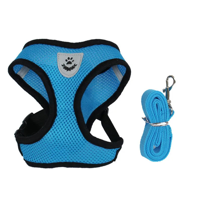 Cat Dog Harness Adjustable Vest Walking Lead Leash for Puppy Dogs Collar Polyester Mesh Harness for Small Medium Dog Cat Pet